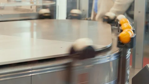 Flexible transport system, railing conveyor belt with balls Stock Footage 105314570