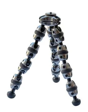 Flexible tripod with segmented legs and camera mount, ideal for photography.. Stock Photos