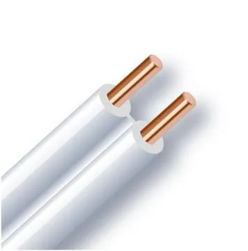 Flexible two-wire electrical copper cable isolated on white background. Copper Stock Illustration