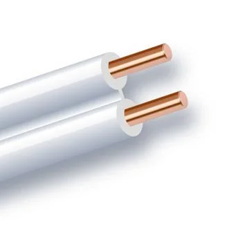 Flexible two-wire electrical copper cable isolated on white background. Copper Stock Illustration