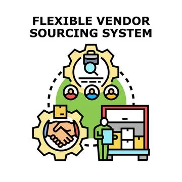 Flexible vendor sourcing system and supply chain management Illustrazione stock