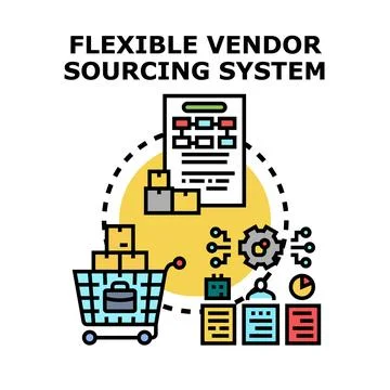 Flexible vendor sourcing system optimizing supply chain management Illustrazione stock
