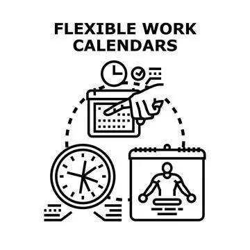 Flexible work calendars concept for time management and balanced life Illustrazione stock