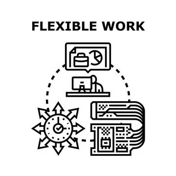 Flexible work concept adapting professional business tasks Stock Illustration