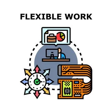 Flexible work concept adapting professional business tasks イラスト素材