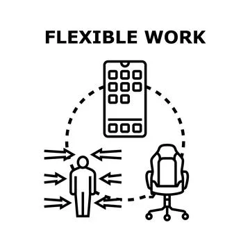 Flexible work concept with remote office and digital tools Stock Illustration