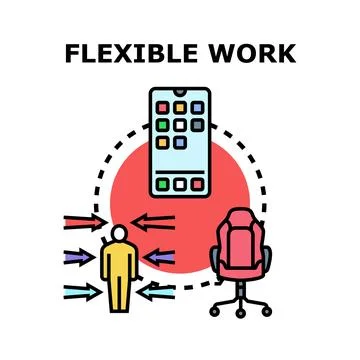 Flexible work concept with remote office and digital tools Stock Illustration