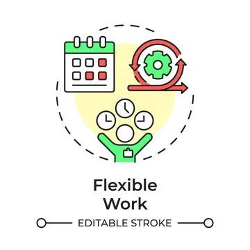 Flexible work multi color concept icon Stock Illustration