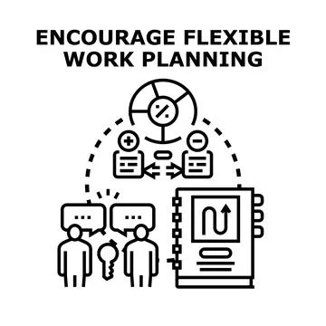 Flexible work planning and strategy meeting concept Stock Illustration
