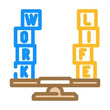 Flexible work schedule hybrid work color icon vector illustration Stock Illustration
