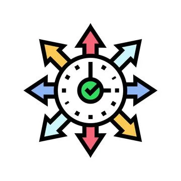 Flexible work schedule hybrid work color icon vector illustration Stock Illustration
