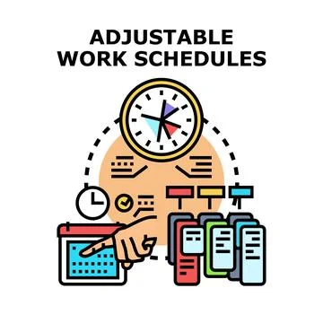 Flexible work schedule planning time management concept Stock Illustration