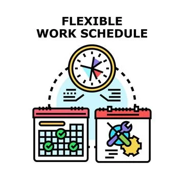 Flexible work schedule time management business concept Stock Illustration