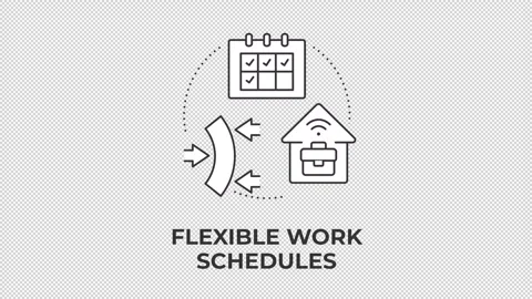 Flexible work schedules animated line concept icon Stock Footage 345258167