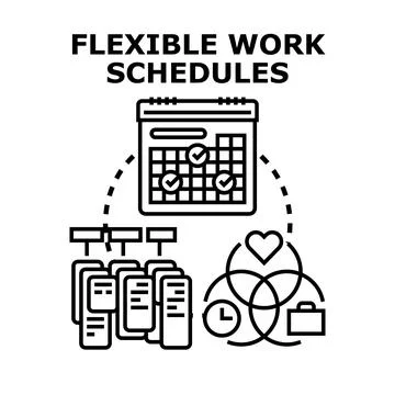 Flexible work schedules concept planning tasks Stock Illustration