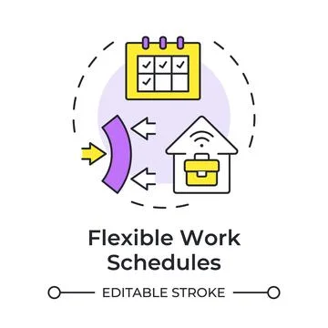 Flexible work schedules multi color concept icon Stock Illustration