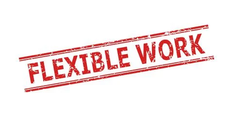 FLEXIBLE WORK Seal with Grunged Surface and Double Parallel Lines Stock Illustration