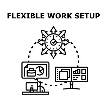 Flexible work setup adapting to modern professional needs Stock Illustration