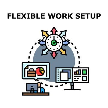 Flexible work setup adapting to modern professional needs Stock Illustration