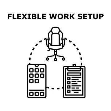 Flexible work setup connecting remote office tools Stock Illustration