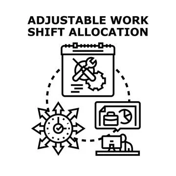 Flexible work shift allocation and human resource planning Stock Illustration