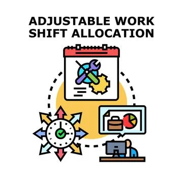 Flexible work shift allocation and human resource planning Stock Illustration