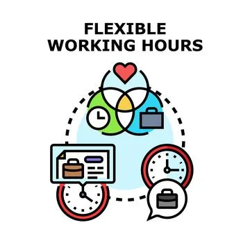 Flexible working hours concept balancing work life Stock Illustration