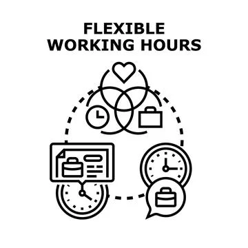 Flexible working hours concept balancing work life Stock Illustration