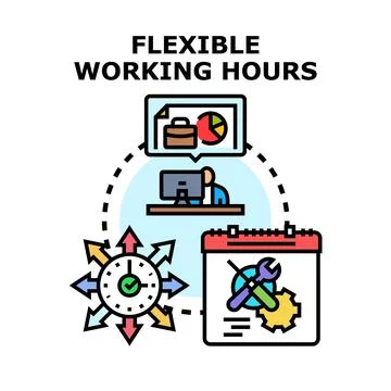 Flexible working hours schedule and planning concept Stock Illustration