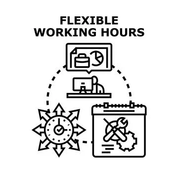 Flexible working hours schedule and planning concept Stock Illustration