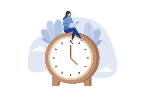 Flexible working hours, work life balance or focus and time management while  Stock Illustration