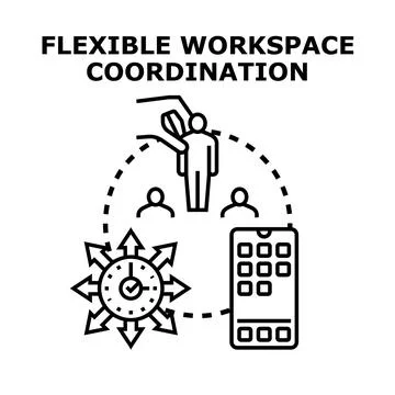 Flexible workspace coordination managing team people scheduling Stock Illustration