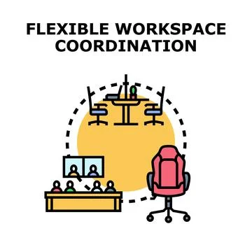Flexible workspace coordination remote work concept Stock Illustration