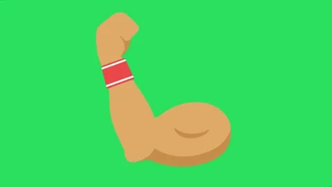 Flexing arm animation on green background. Video stock 335705923