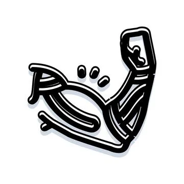 Flexing arm showing strength and power icon Stock Illustration
