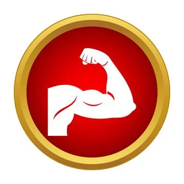 Flexing arm strength icon on red background Stock Illustration