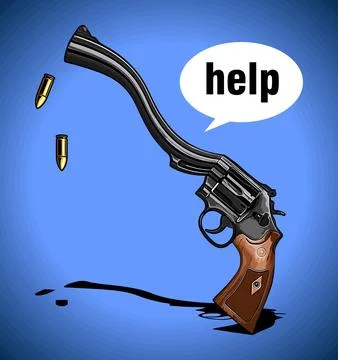 Flexing gun and two bullets Stock Illustration