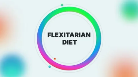 Flexitarian Diet glowing animated title in a futuristic circular display Stock Footage 314222478