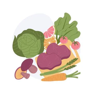 Flexitarian meal plan isolated cartoon vector illustrations. Ilustración de archivo
