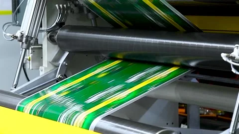 Flexo press for printing label Stock Footage 305988682