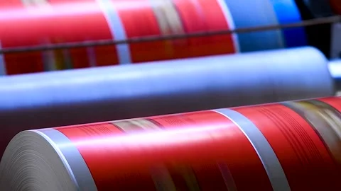 Flexo press for printing label Stock Footage 310052718