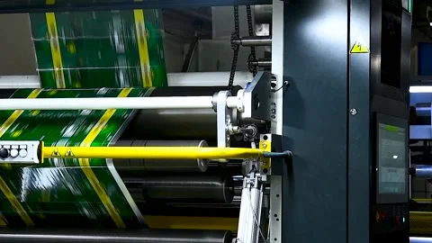 Flexo press for printing label Stock Footage 320997771