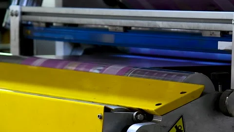 Flexo press for printing label Stock Footage 321612468