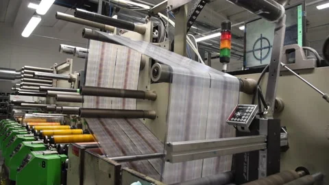 Flexo printer for self-adhesive labels. Stock Footage 130755886