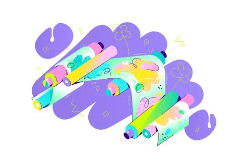 Flexographic colourful print machine Illustrazione stock
