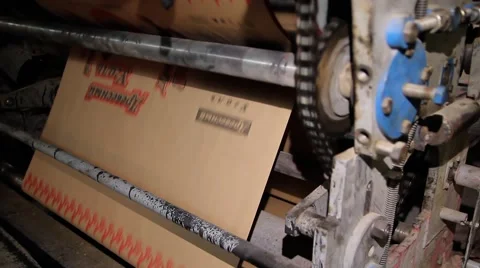  flexographic machine, print on paper packages, manufacturer of paper packaging Stock Footage 57483881