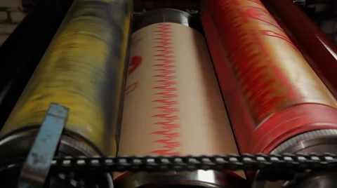  flexographic machine, print on paper packages, manufacturer of paper packaging Stock Footage 57483894