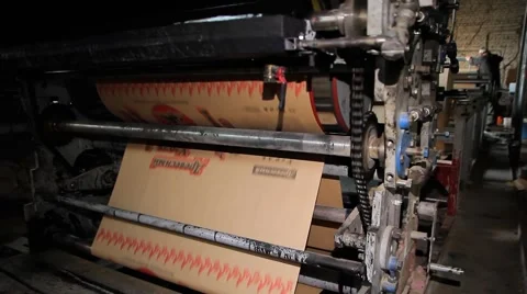  flexographic machine, print on paper packages, manufacturer of paper packaging Stock Footage 57483914