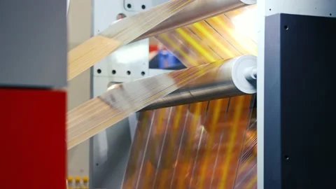 Flexography printing process on in-line press machine. Photopolymer plate Vidéo 235902855