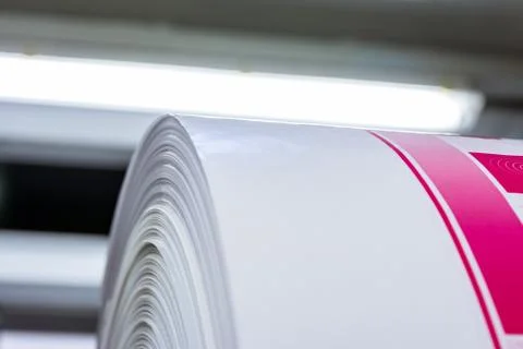 Flexography Roll Material Printed Sheets Cylinder Production Industrial Magen Stock Photos